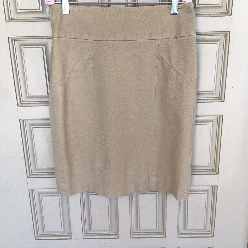 Banana Republic Skirt Sz0 Straight Tan Stretch Zip NWOT